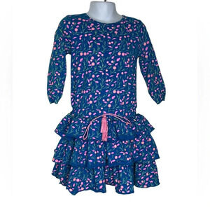 Sophie Catalou girls blue pink tiered floral dress sz 5